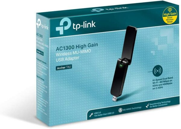Adaptador Wifi USB TP-Link ARCHER T4U AC 1300 Doble Banda 5G y 2.4 GHz - Imagen 3