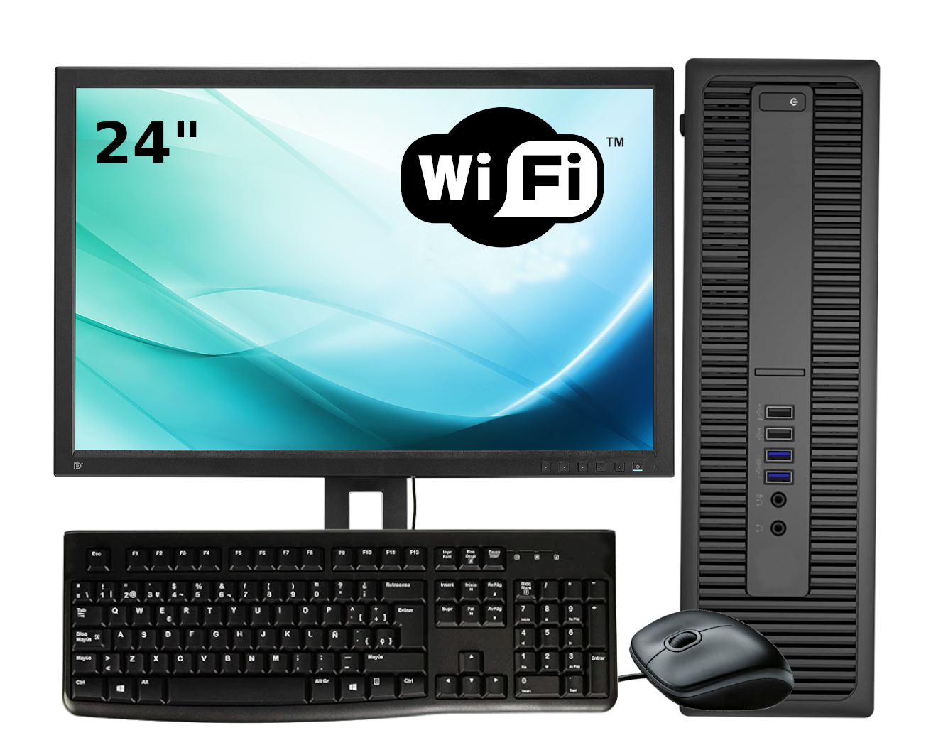 Ordenadores sobremesa completos | Hp 800 G1 SFF I5-4570 8 Ram Disco 240 SSD + 500 HDD DVD Windows 10 + Monitor 24",WIFI, Teclado y Ratón